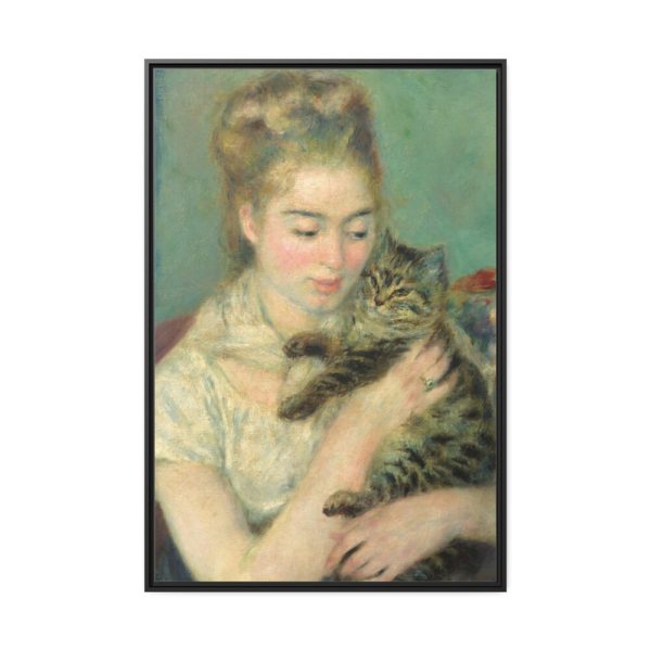 Pierre-Auguste Renoir's Woman with a Cat  Framed Canvas