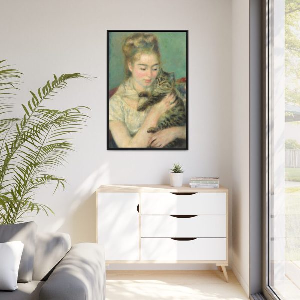 Pierre-Auguste Renoir's Woman with a Cat  Framed Canvas