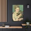 Pierre-Auguste Renoir's Woman with a Cat  Framed Canvas