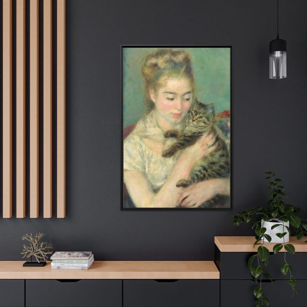 Pierre-Auguste Renoir's Woman with a Cat  Framed Canvas