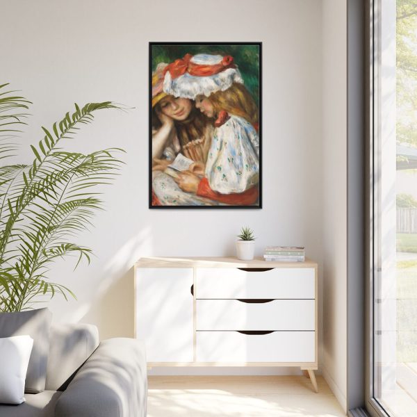 Two Girls Reading by Pierre-Auguste Renoir Framed Canvas
