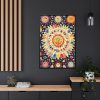 88299-9.jpg Orange, Yellow and Blue Illustration of Suns Framed Canvas