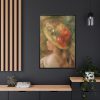 88299-94.jpg Young Girl with Hat by Pierre Auguste Renoir Framed Canvas