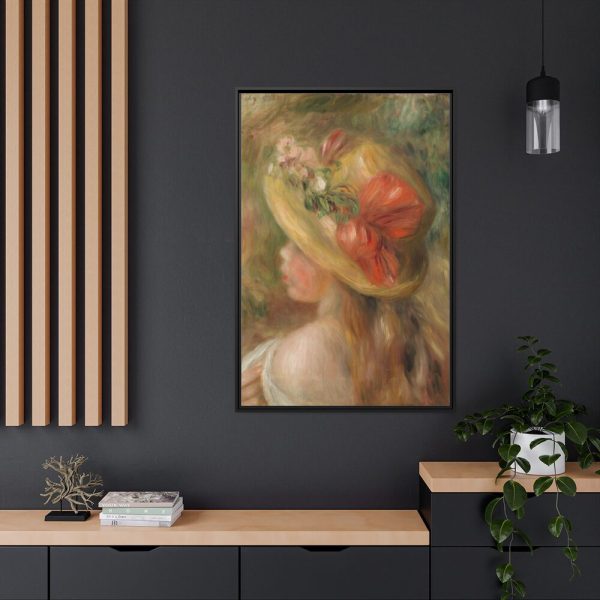 88299-94.jpg Young Girl with Hat by Pierre Auguste Renoir Framed Canvas