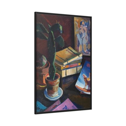 Books on Table Framed Canvas