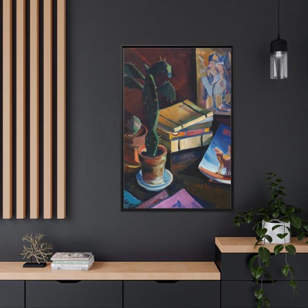 88299-99.jpg Books on Table Framed Canvas
