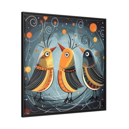 Three Cute Bird Characters I Framed Canvas