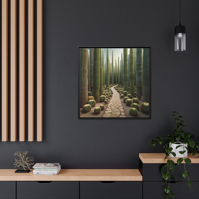 Walkway Meandering Through a Forest of Organ Pipe Cactus Framed Canvas - Image 5