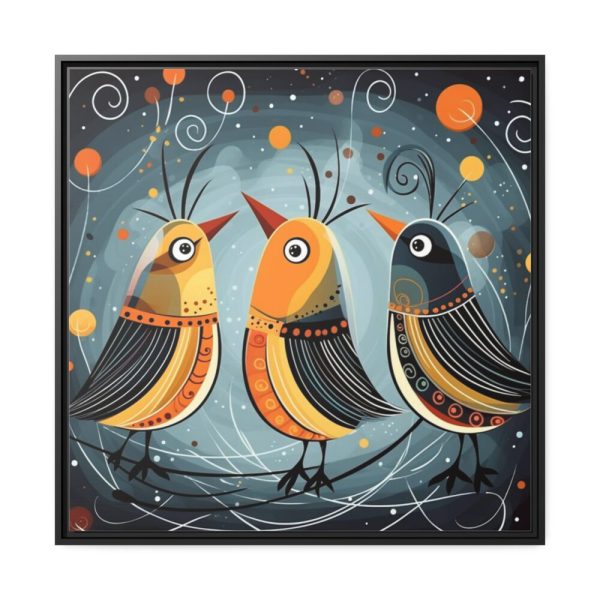 Three Cute Bird Characters I Framed Canvas