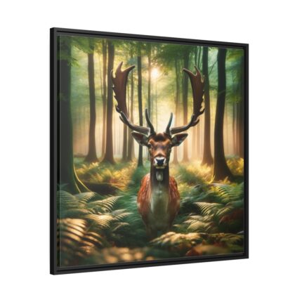 Deer in Forest Framed Canvas