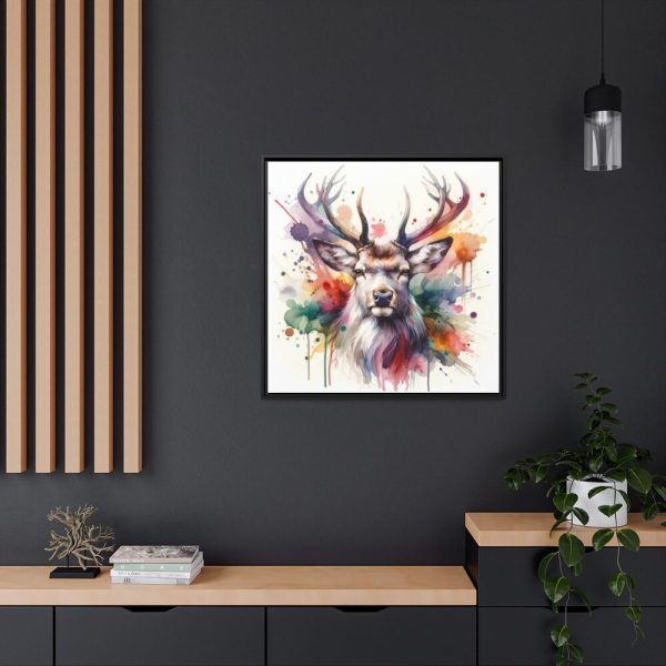 88302-149.jpg Deer With Vivid Burst of Colors Framed Canvas