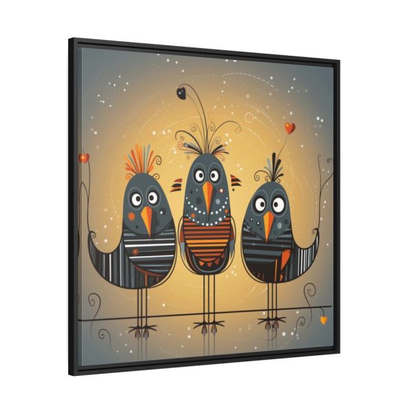 Three Cute Bird Characters II Framed Canvas