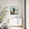 88302-153.jpg Person Walking at the Edge of the Surf on a Beach Framed Canvas