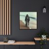 88302-154.jpg Person Walking at the Edge of the Surf on a Beach Framed Canvas