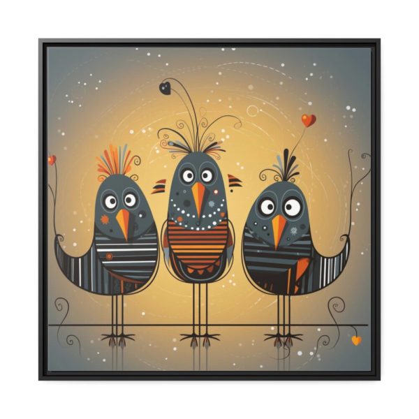 Three Cute Bird Characters II Framed Canvas