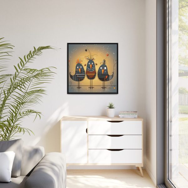 Three Cute Bird Characters II Framed Canvas