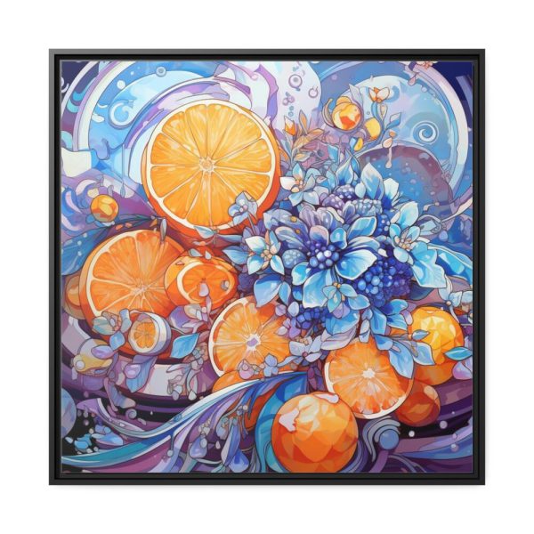 88302-41.jpg Orange Slices and Orange and Purple Dots Framed Canvas