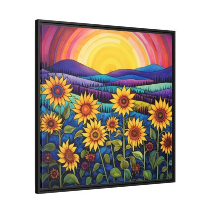 Whimsical Sunflower Field Art Framed Canvas