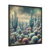 88302-85.jpg Vintage Art Painting of Colder Cactus Desert Landscape Framed Canvas