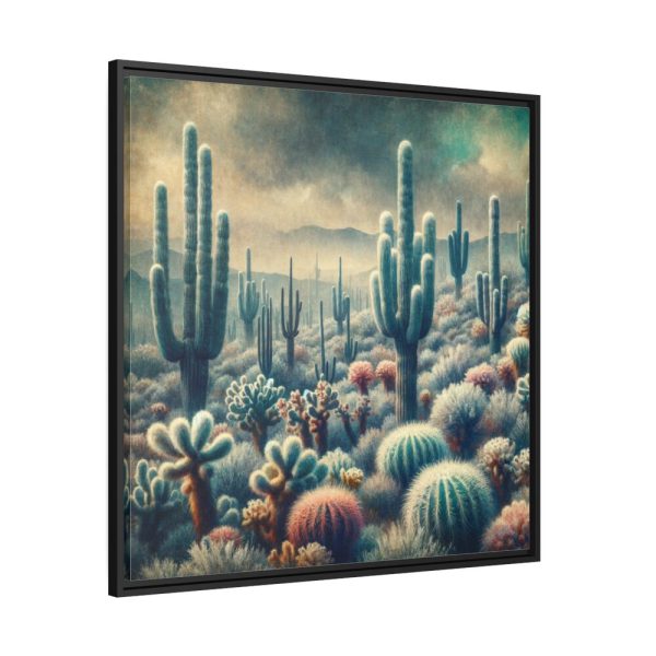 88302-85.jpg Vintage Art Painting of Colder Cactus Desert Landscape Framed Canvas
