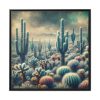 88302-86.jpg Vintage Art Painting of Colder Cactus Desert Landscape Framed Canvas