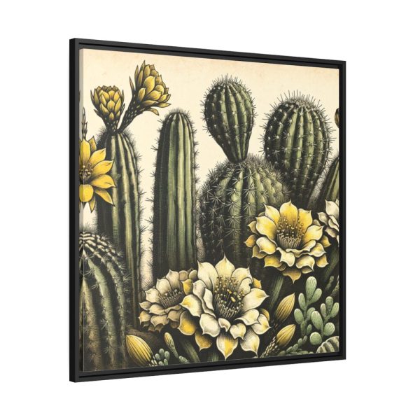 88302-90.jpg Vintage-Style Illustration of Cacti With Yellow Flowers Framed Canvas