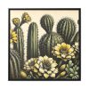 88302-91.jpg Vintage-Style Illustration of Cacti With Yellow Flowers Framed Canvas