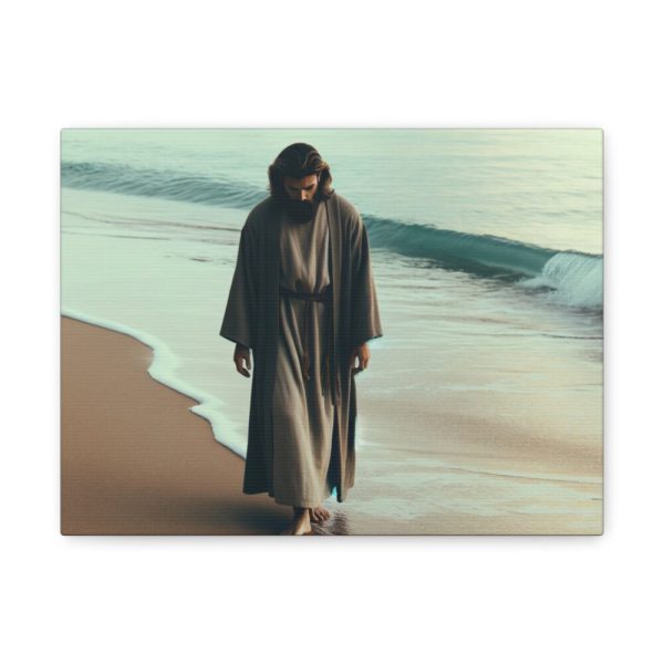 91624-20.jpg Person Walking at the Edge of the Surf on a Beach Standard Canvas