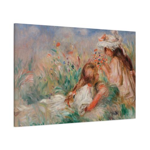 91638-100.jpg Girls in the Grass Arranging a Bouquet by Pierre-Auguste Renoir Standard Canvas
