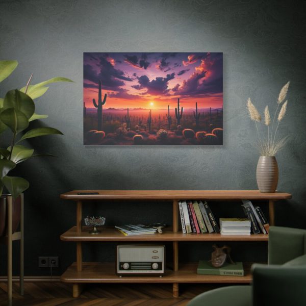 91638-199.jpg Cacti and Red Sky in Desert Standard Canvas