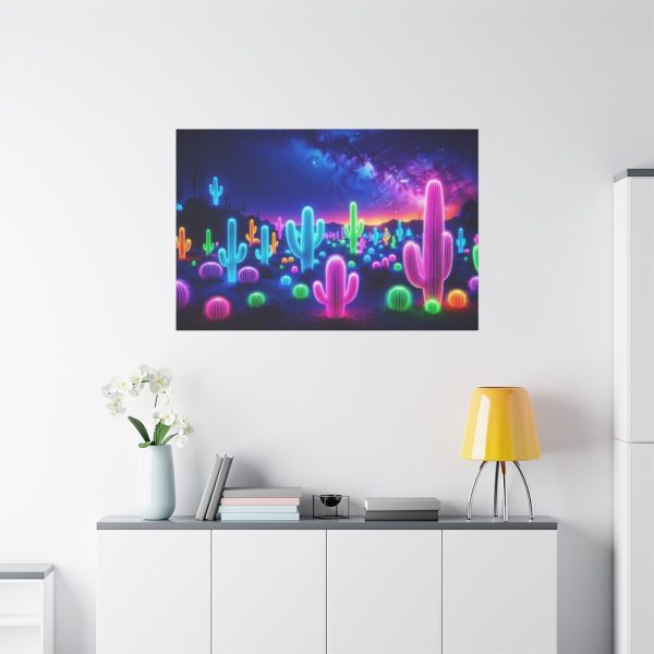 91638-202.jpg Multicolor Bioluminescent Neon Cacti in Desert Standard Canvas