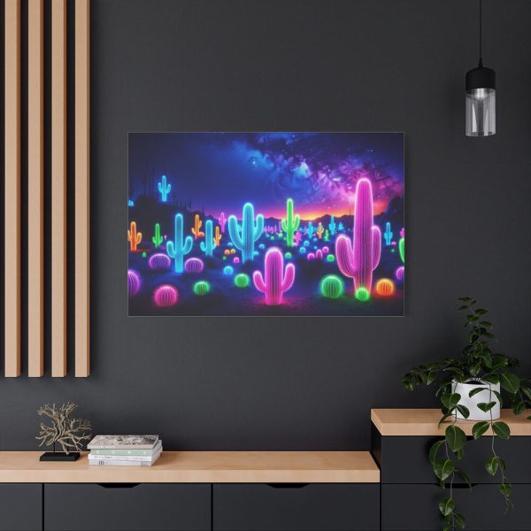 91638-203.jpg Multicolor Bioluminescent Neon Cacti in Desert Standard Canvas