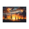 91638-211.jpg Saguaro Cacti Silhouetted Against Sky Standard Canvas