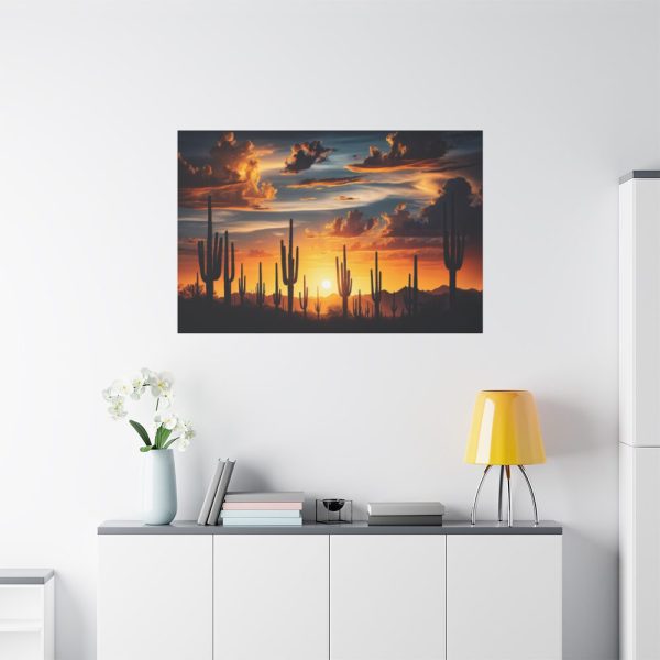 91638-212.jpg Saguaro Cacti Silhouetted Against Sky Standard Canvas