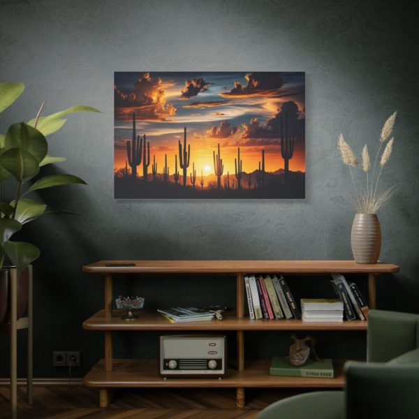 91638-214.jpg Saguaro Cacti Silhouetted Against Sky Standard Canvas