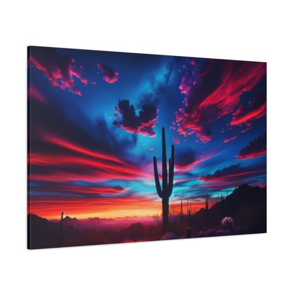 91638-215.jpg Blue Hour in the Desert With a Saguaro Cactus Silhouette Standard Canvas