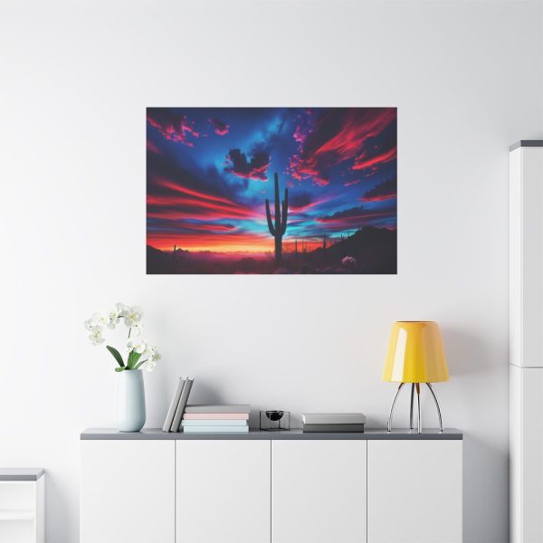 91638-217.jpg Blue Hour in the Desert With a Saguaro Cactus Silhouette Standard Canvas