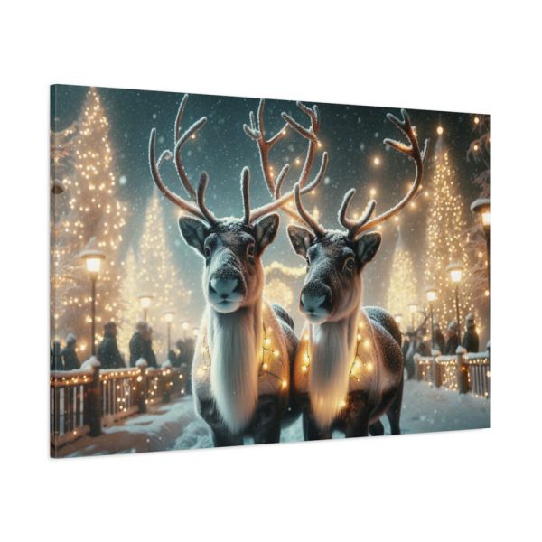 91638-305.jpg Two Reindeer Amid the Magical Glow of a Wintery Standard Canvas