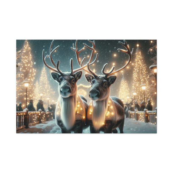 91638-306.jpg Two Reindeer Amid the Magical Glow of a Wintery Standard Canvas