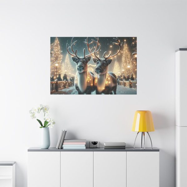 91638-307.jpg Two Reindeer Amid the Magical Glow of a Wintery Standard Canvas