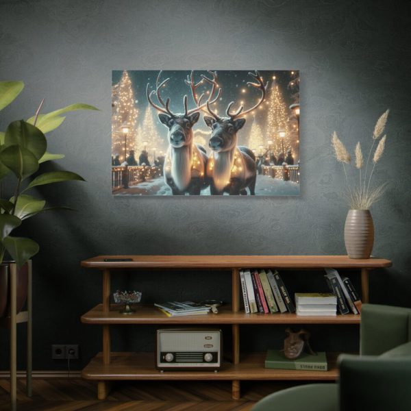 91638-309.jpg Two Reindeer Amid the Magical Glow of a Wintery Standard Canvas