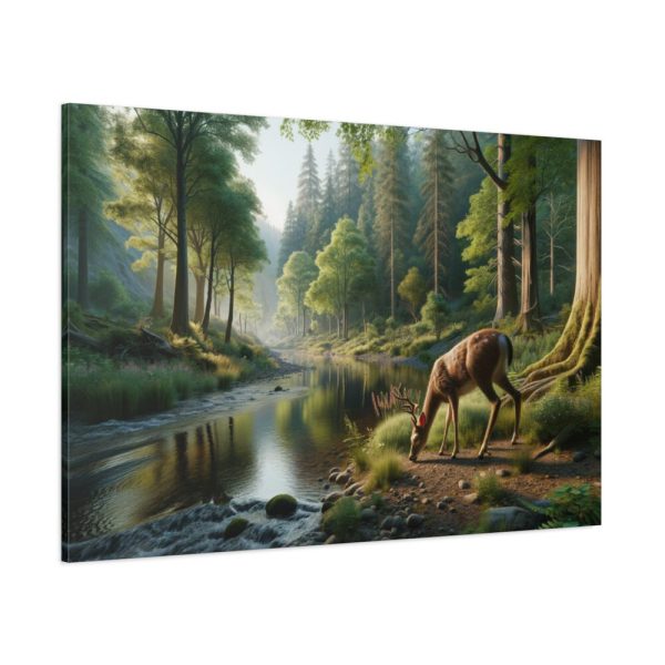 91638-320.jpg Deer By a River In a Forest Standard Canvas