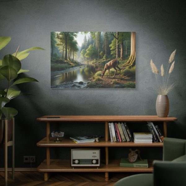 91638-324.jpg Deer By a River In a Forest Standard Canvas
