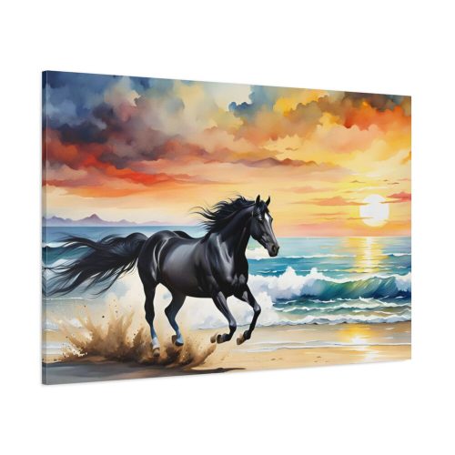 91638-70.jpg Horse Galloping On Beach Standard Canvas