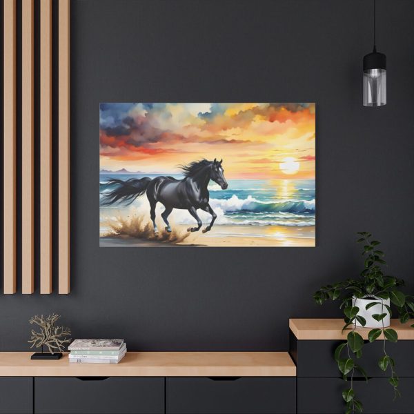 91638-73.jpg Horse Galloping On Beach Standard Canvas
