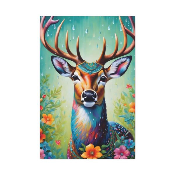 91655-173.jpg Deer Decorated With Colorful Flowers Standard Canvas