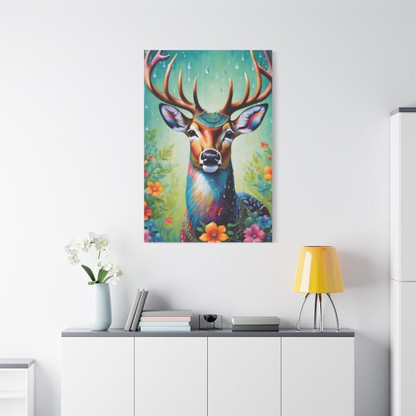 91655-174.jpg Deer Decorated With Colorful Flowers Standard Canvas