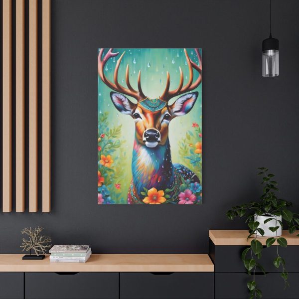 91655-175.jpg Deer Decorated With Colorful Flowers Standard Canvas