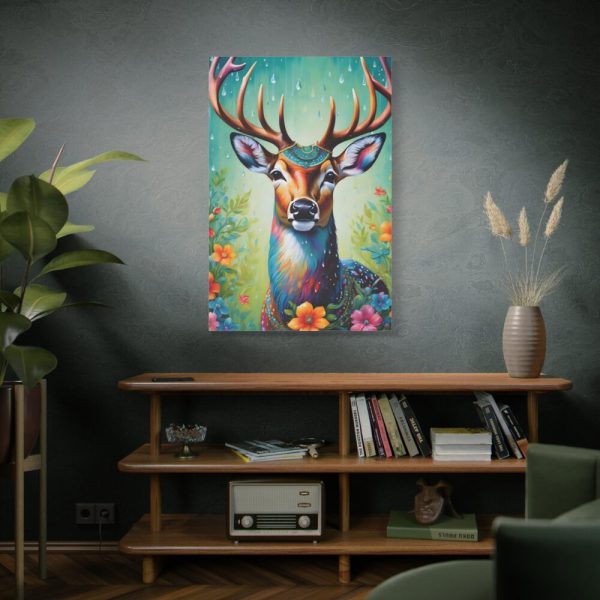 91655-176.jpg Deer Decorated With Colorful Flowers Standard Canvas