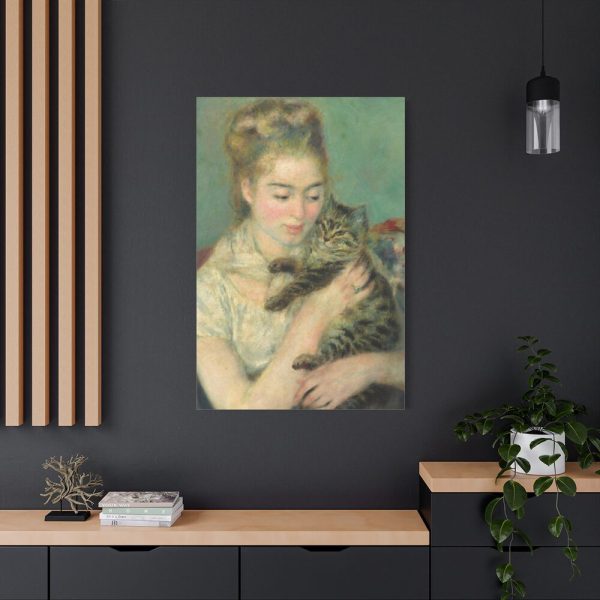 91655-74.jpg Pierre-Auguste Renoir's Woman with a Cat Standard Canvas